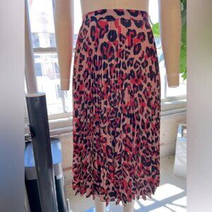 ASOS Leopard Print Pleated Skirt - Pink and Black